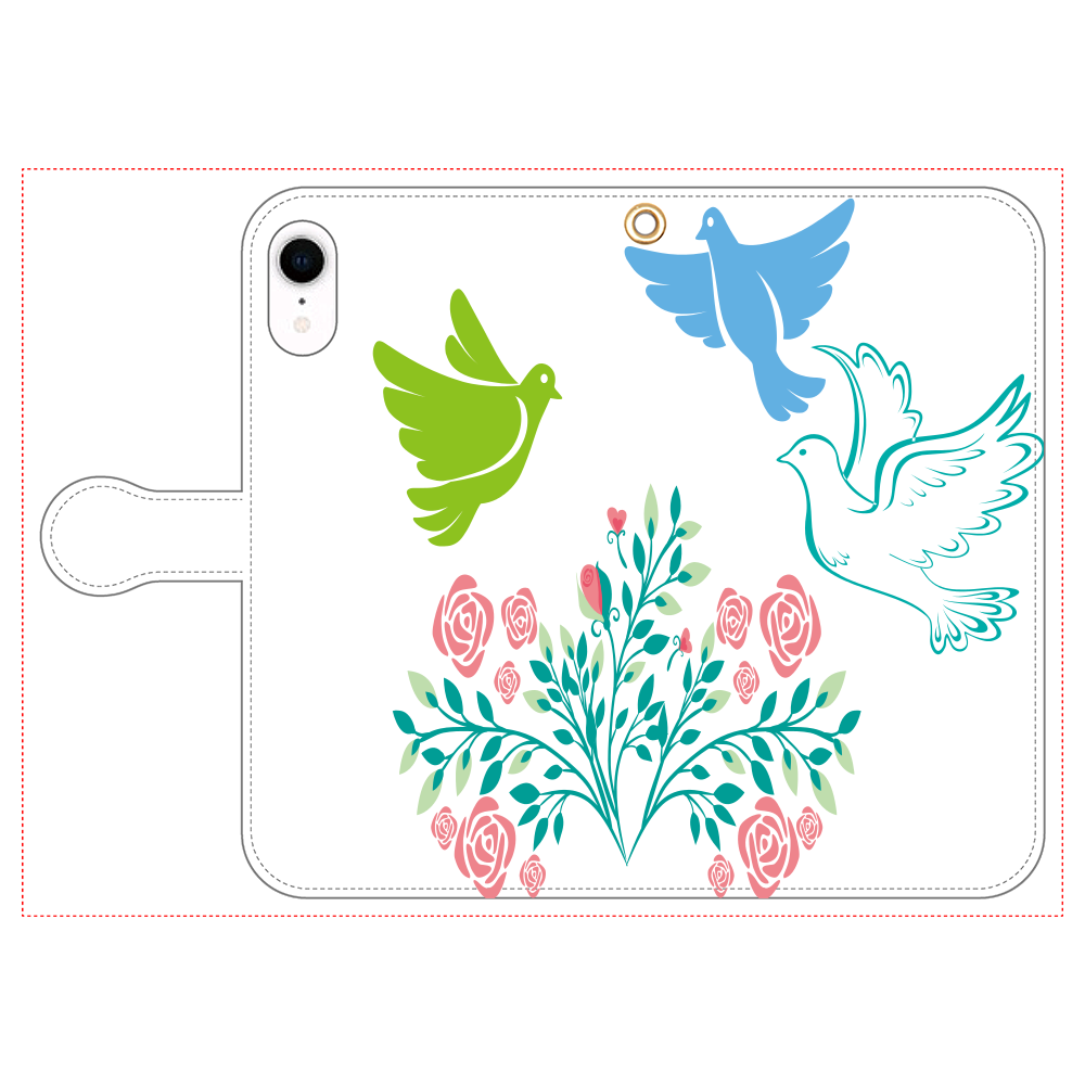 花と鳥３の手帳型ベルト付きiPhone XR