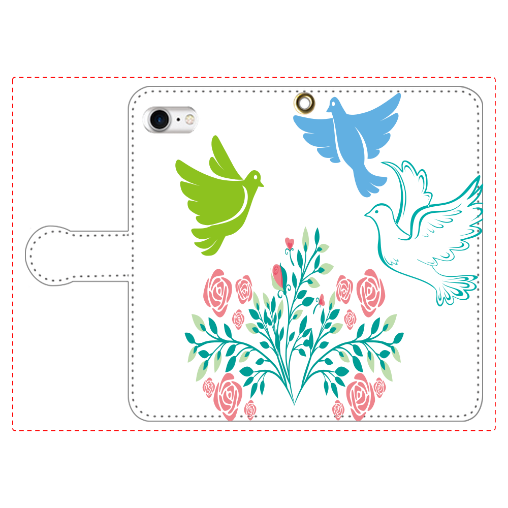 花と鳥３の手帳型ベルト付きiPhone8 iPhone8 手帳型スマホケース