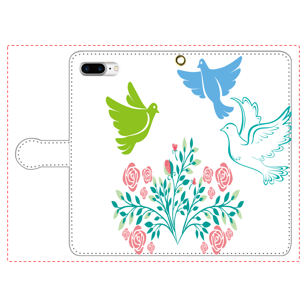 花と鳥３の手帳型ベルト付きiPhone8Plus iPhone8Plus 手帳型スマホケース