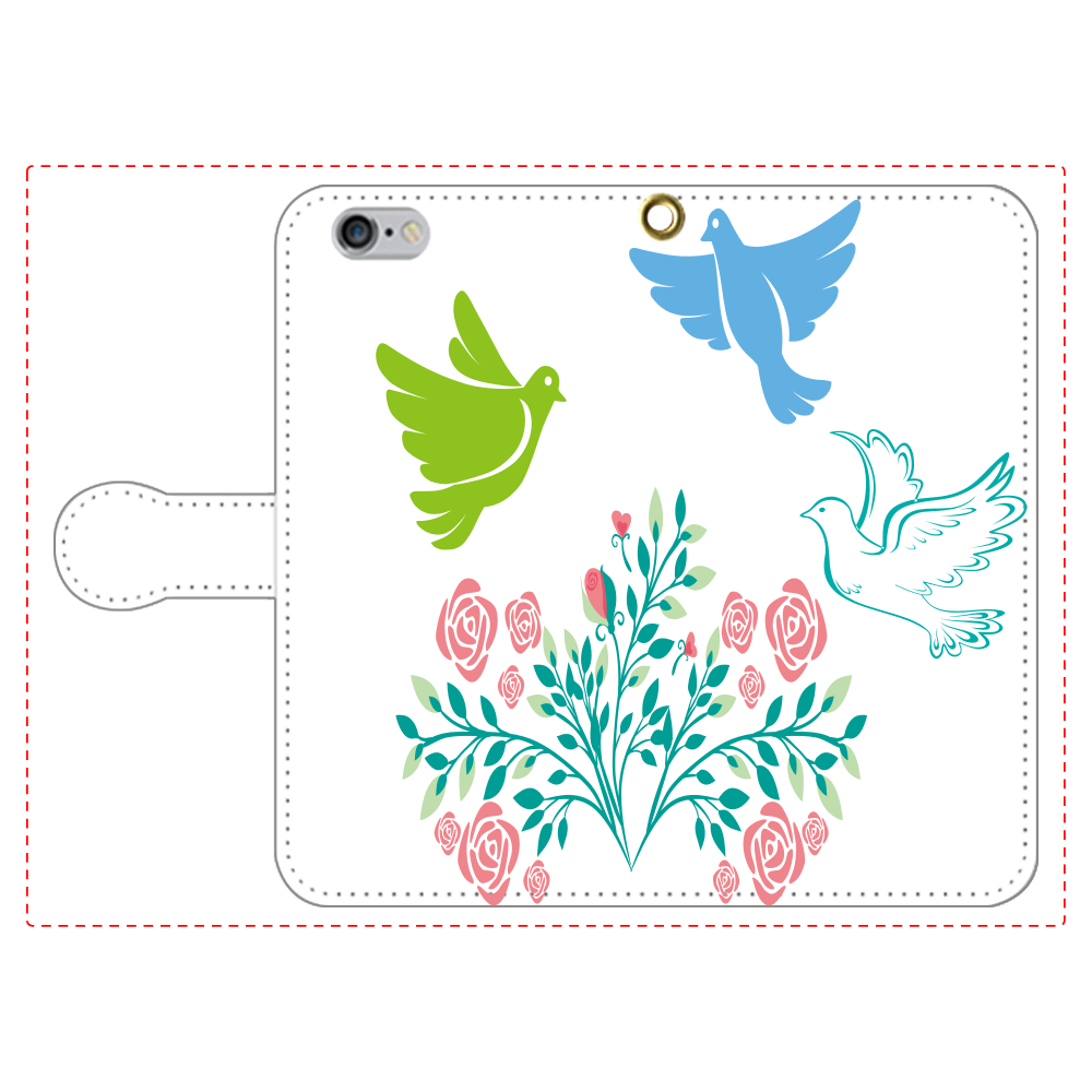 花と鳥３の手帳型ベルト付きiPhone6/6s iPhone6/6s 手帳型スマホケース