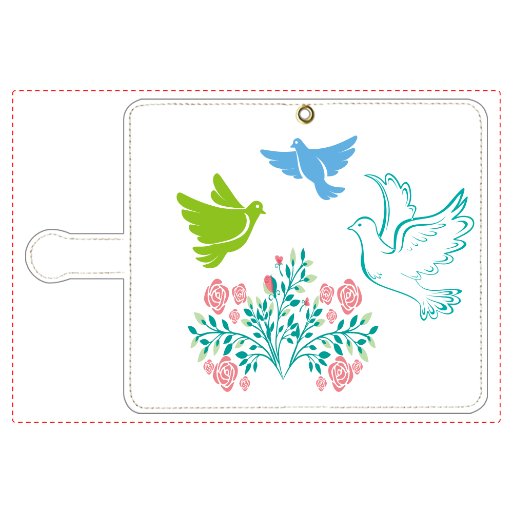 花と鳥３の手帳型ベルト付きアンドロイドM