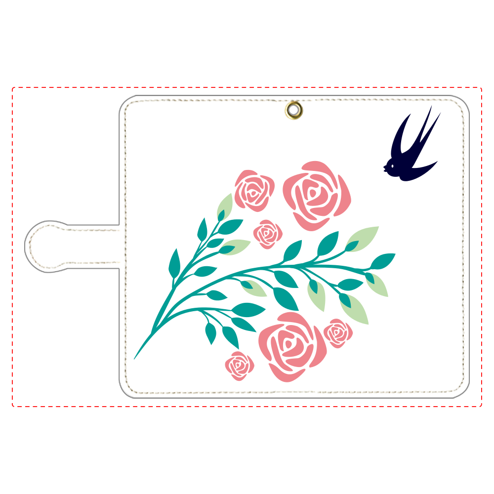 花と鳥の手帳型ベルト付きアンドロイドM 手帳型ベルト付きアンドロイドM