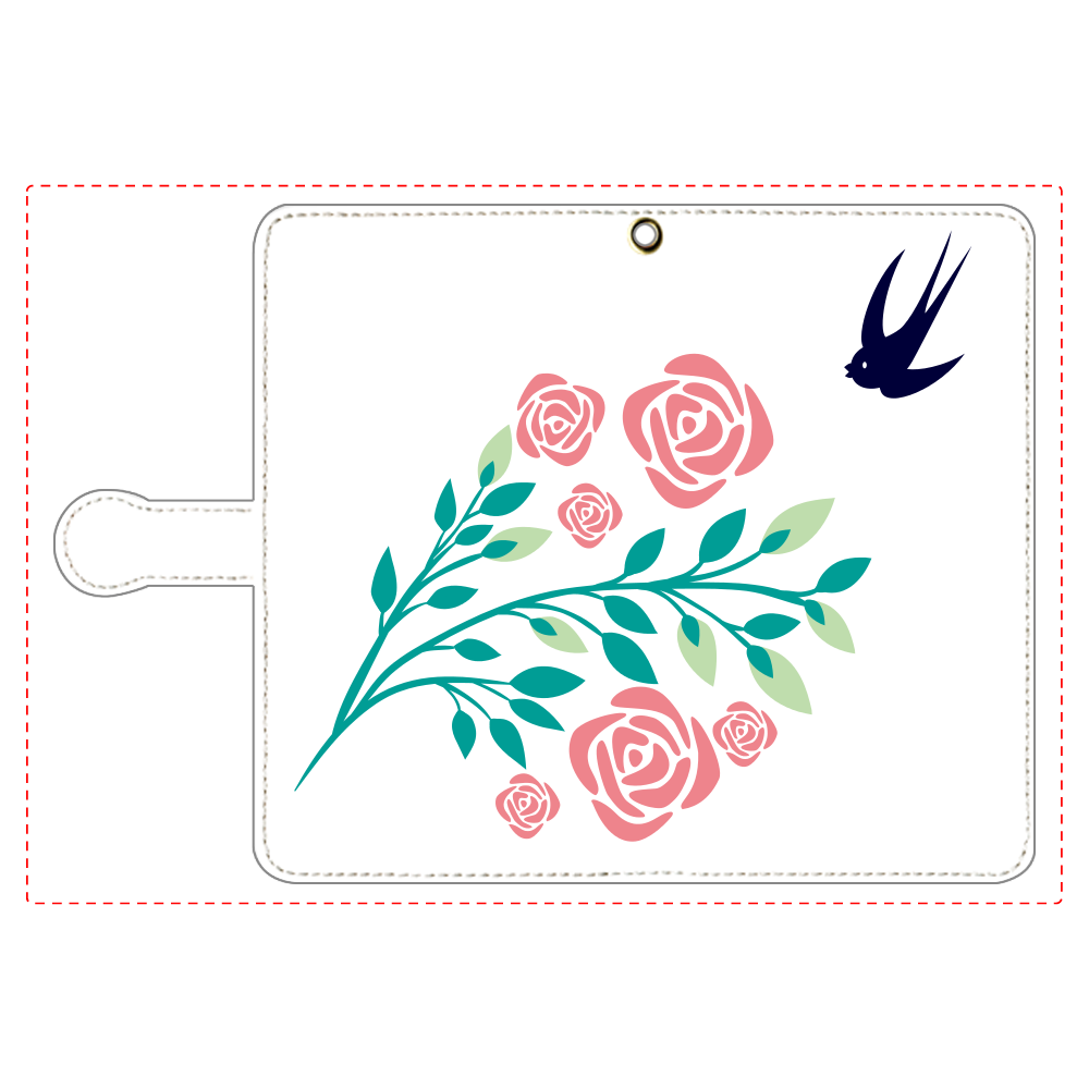 花と鳥の手帳型ベルト付きアンドロイドL 手帳型ベルト付きアンドロイドL