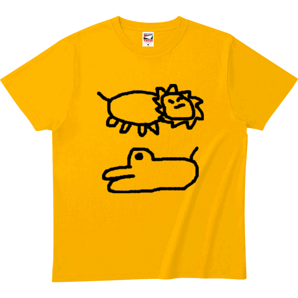 絵心ないTシャツ「ライオンとワニw」ヘビーウェイトTシャツ1