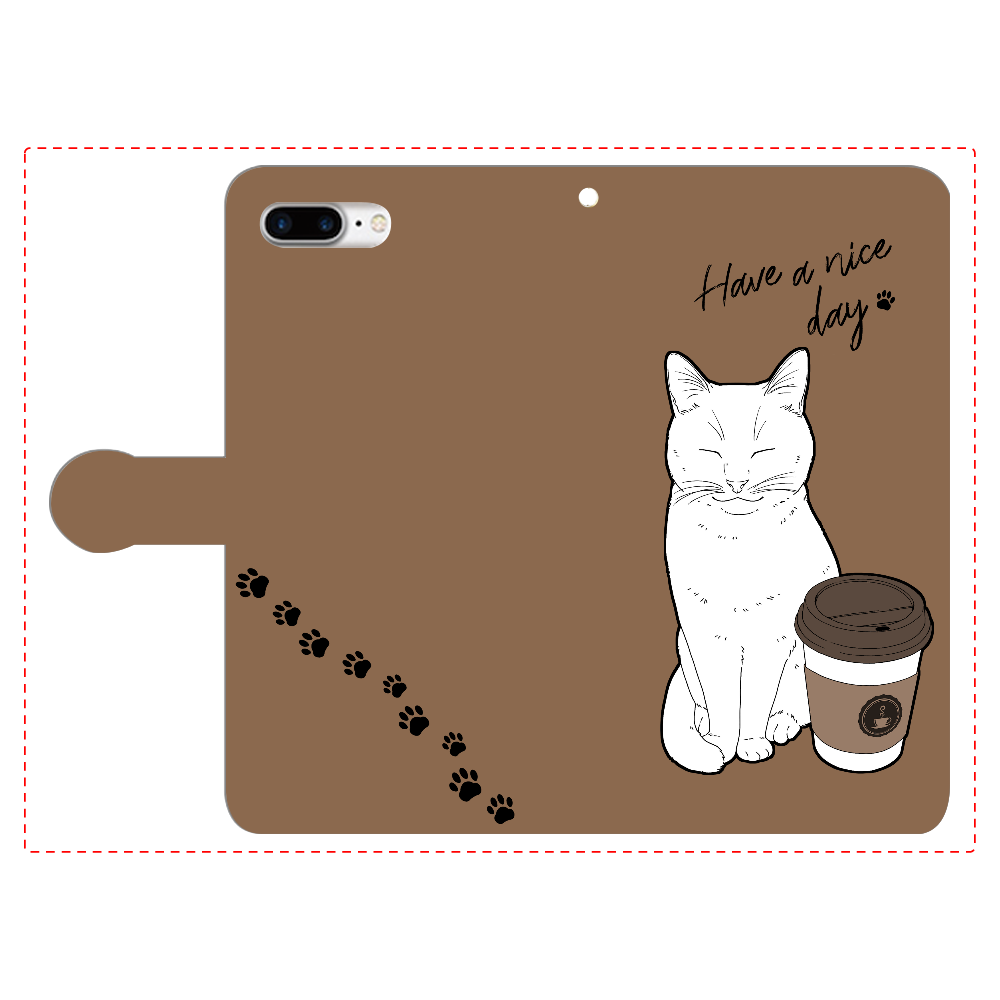 まったりカフェ猫 iPhone8Plus 手帳型スマホケース