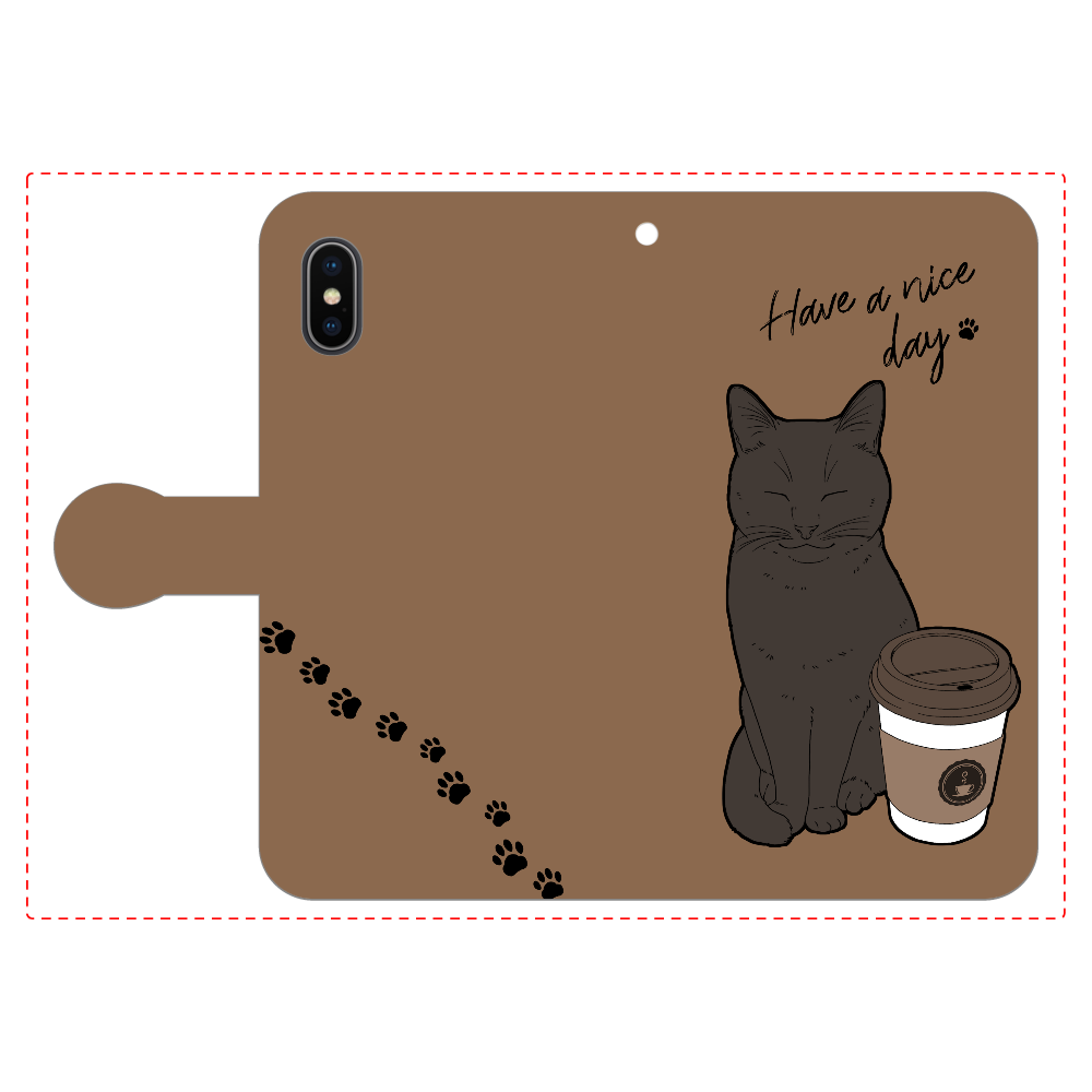 まったりカフェ猫 iPhoneX/Xs 手帳型スマホケース