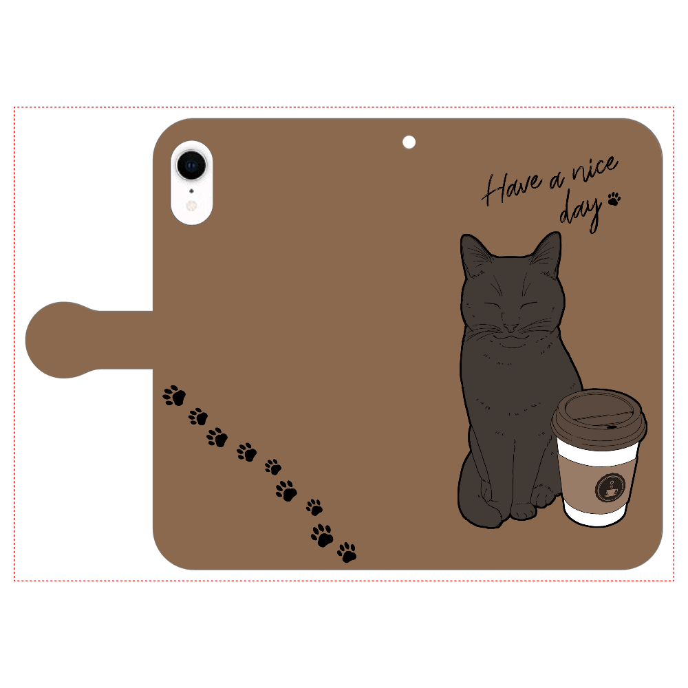 まったりカフェ猫 iPhone XR 手帳型スマホケース