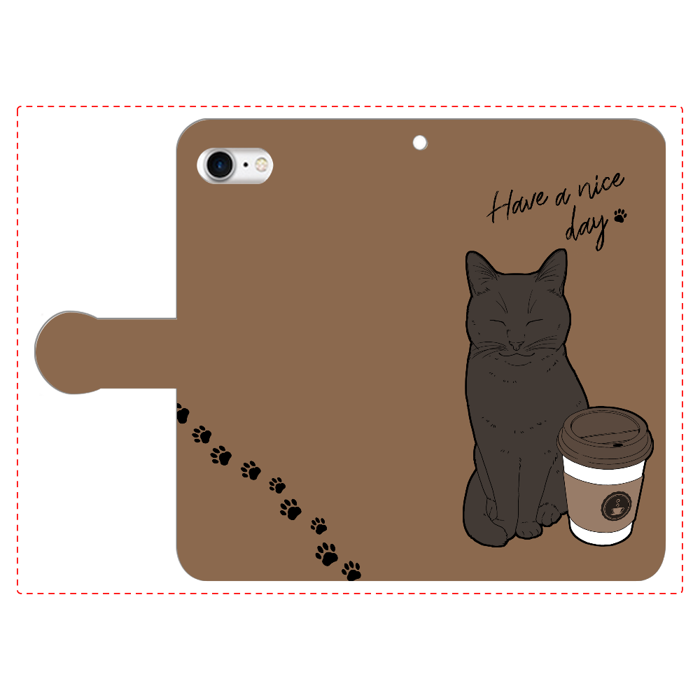 まったりカフェ猫 iPhone8 手帳型スマホケース