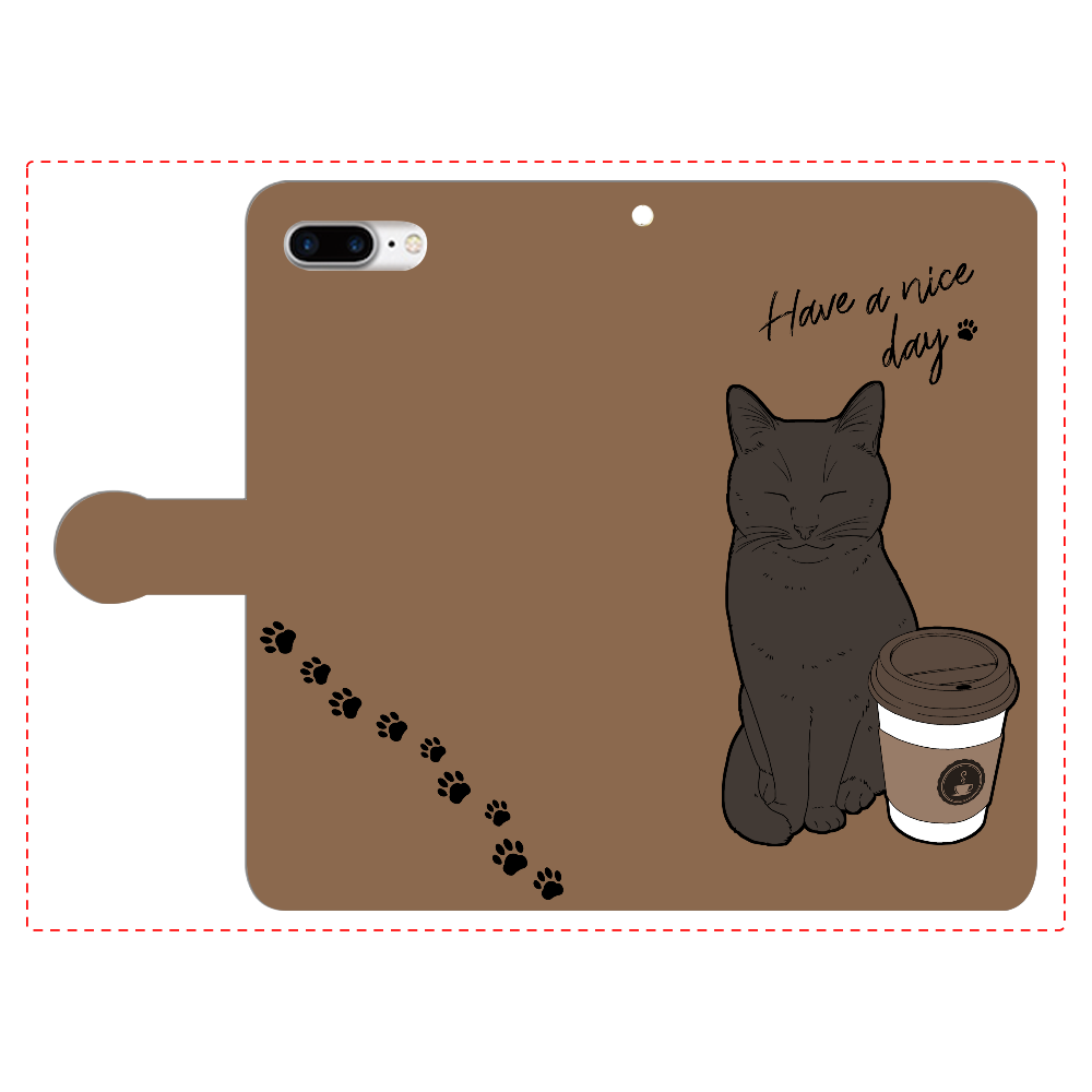 まったりカフェ猫 iPhone8Plus 手帳型スマホケース