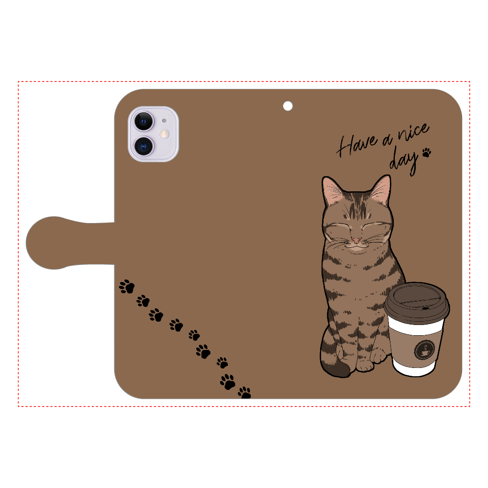 まったりカフェ猫 iPhone11 手帳型スマホケース