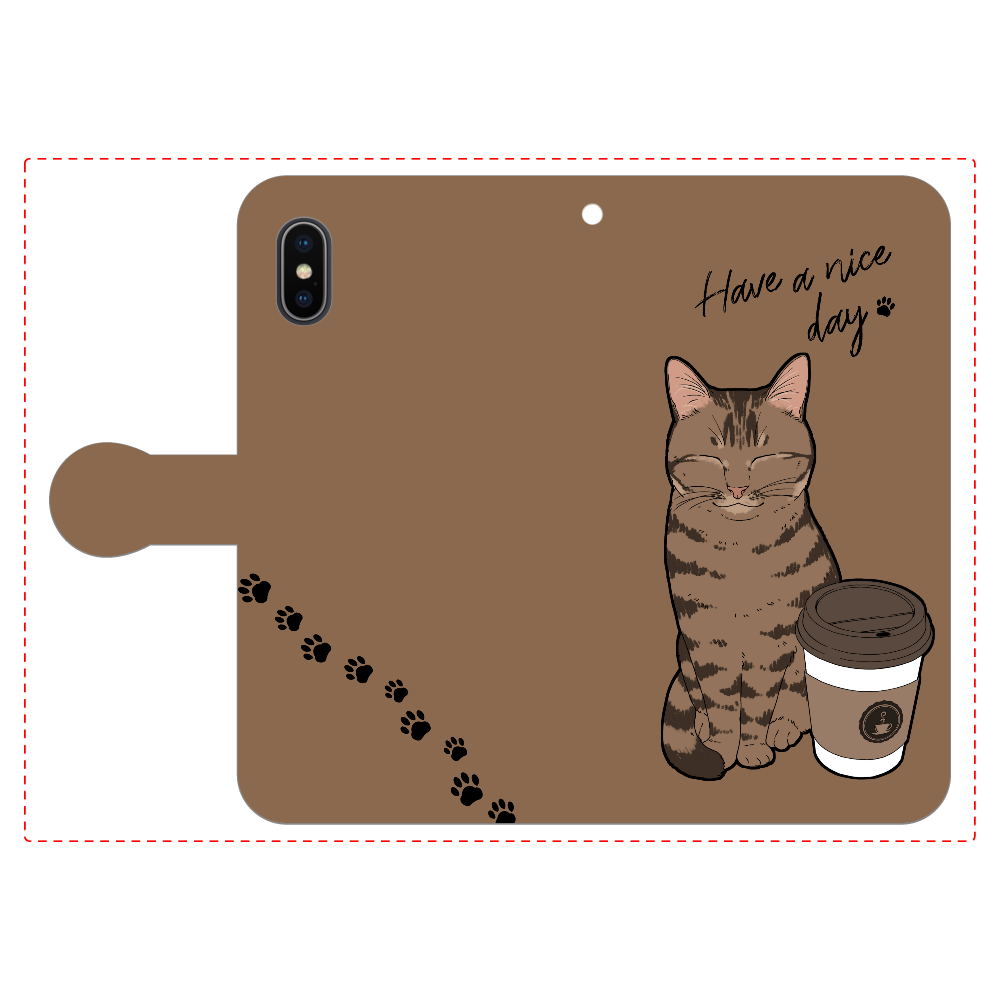 まったりカフェ猫 iPhoneX/Xs 手帳型スマホケース