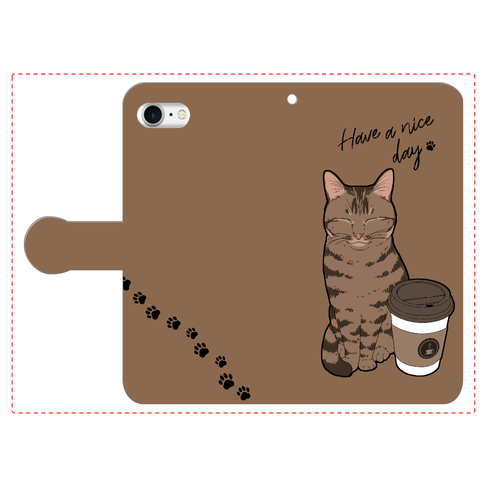 まったりカフェ猫 iPhone8 手帳型スマホケース