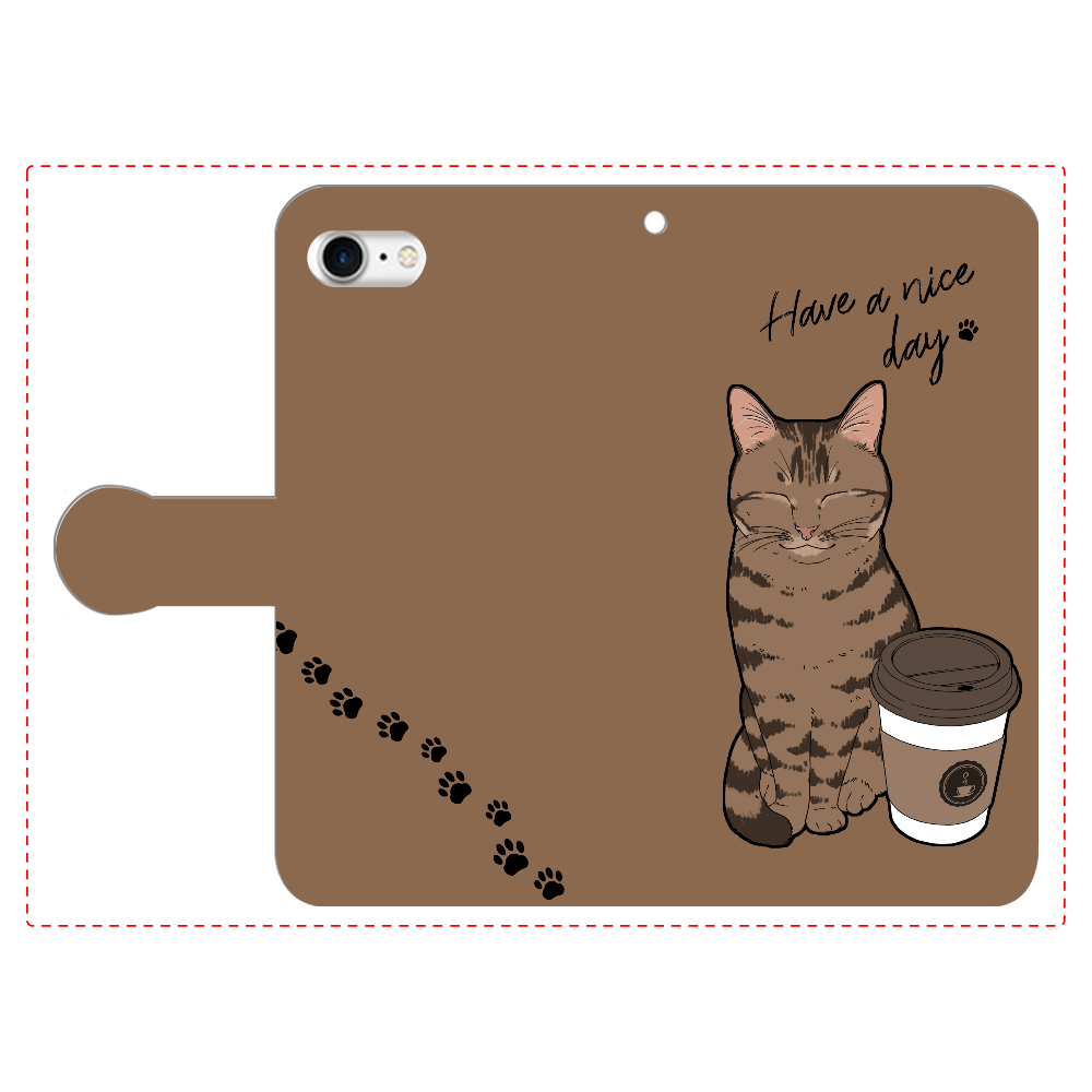 まったりカフェ猫 iPhone7 手帳型スマホケース