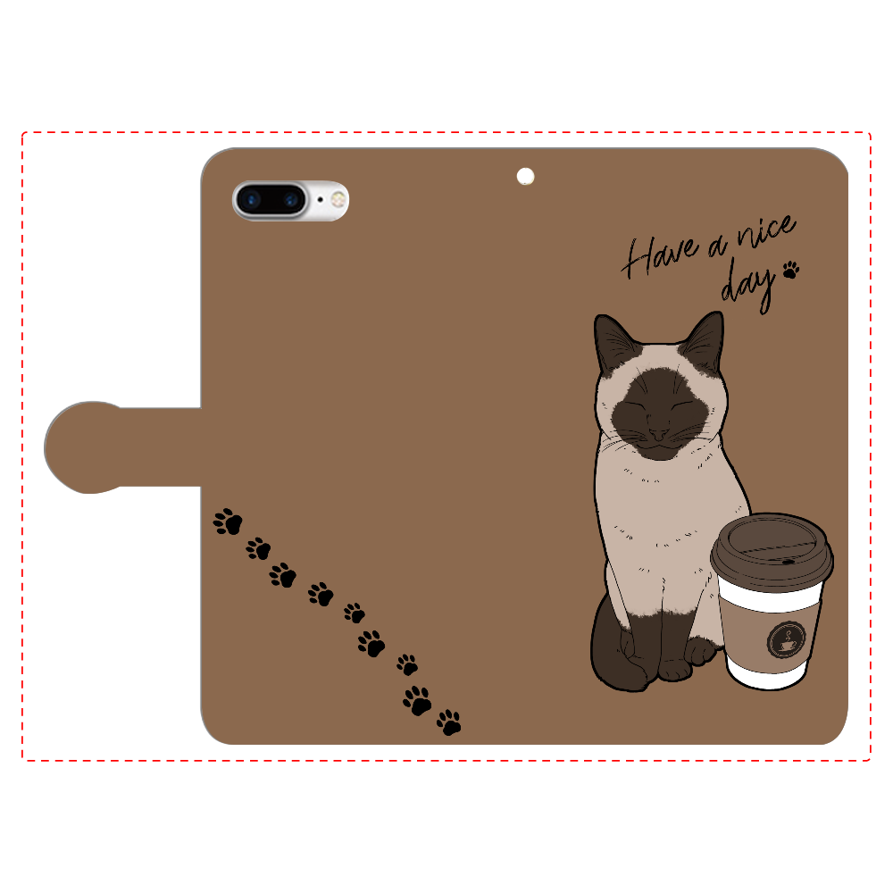 まったりカフェ猫 iPhone7plus 手帳型スマホケース