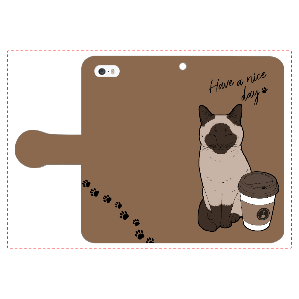 まったりカフェ猫 iPhone5/5s 手帳型スマホケース