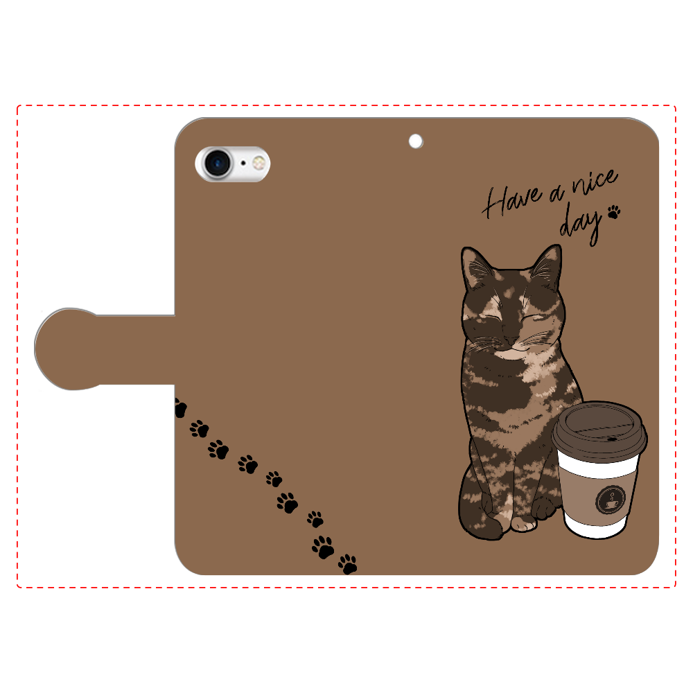 まったりカフェ猫 iPhoneSE2/SE3 手帳型スマホケース　