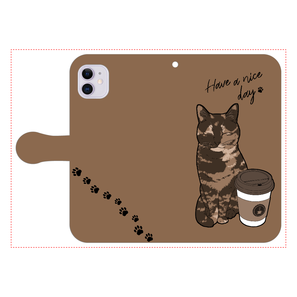 まったりカフェ猫 iPhone11 手帳型スマホケース