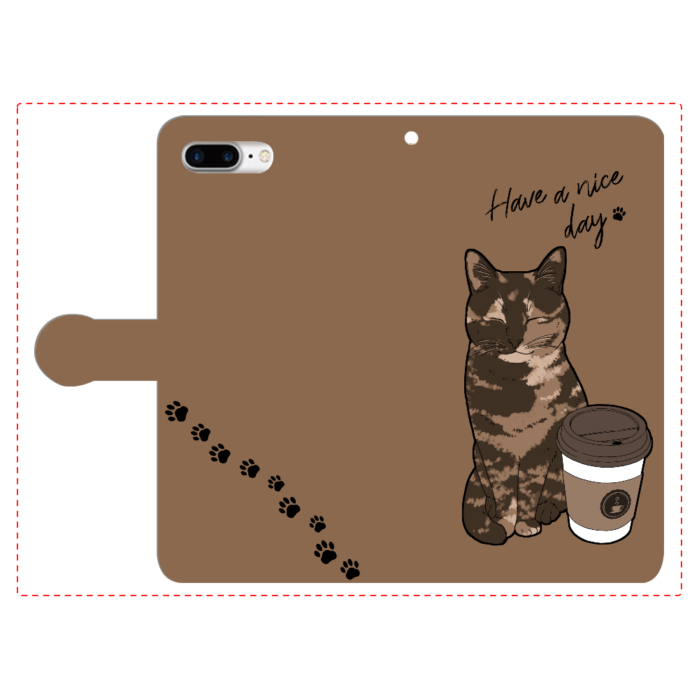 まったりカフェ猫 iPhone7plus 手帳型スマホケース