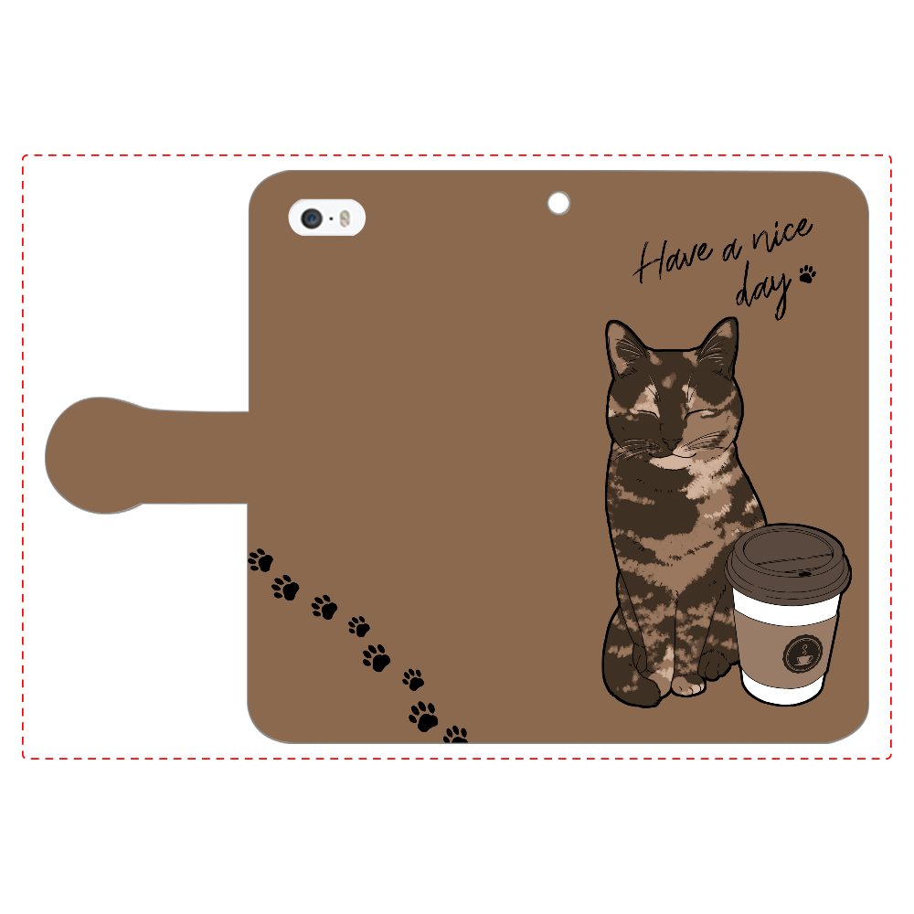 まったりカフェ猫 iPhone5/5s 手帳型スマホケース