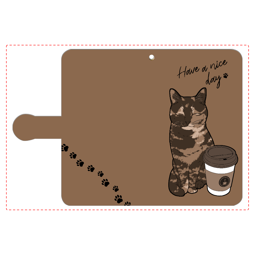 まったりカフェ猫 手帳型ベルト付きアンドロイドM