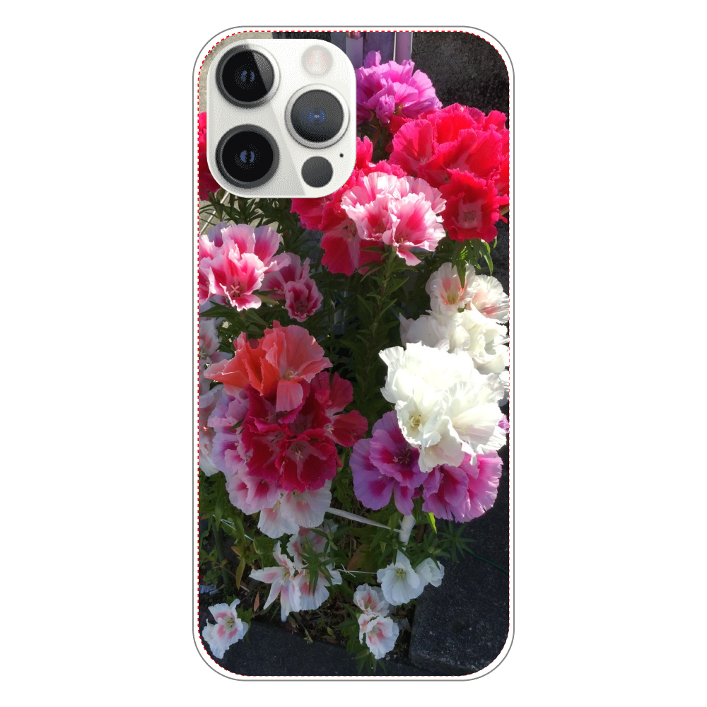  花１の表面のみ印刷iPhone12 ProMax（透明）ケース