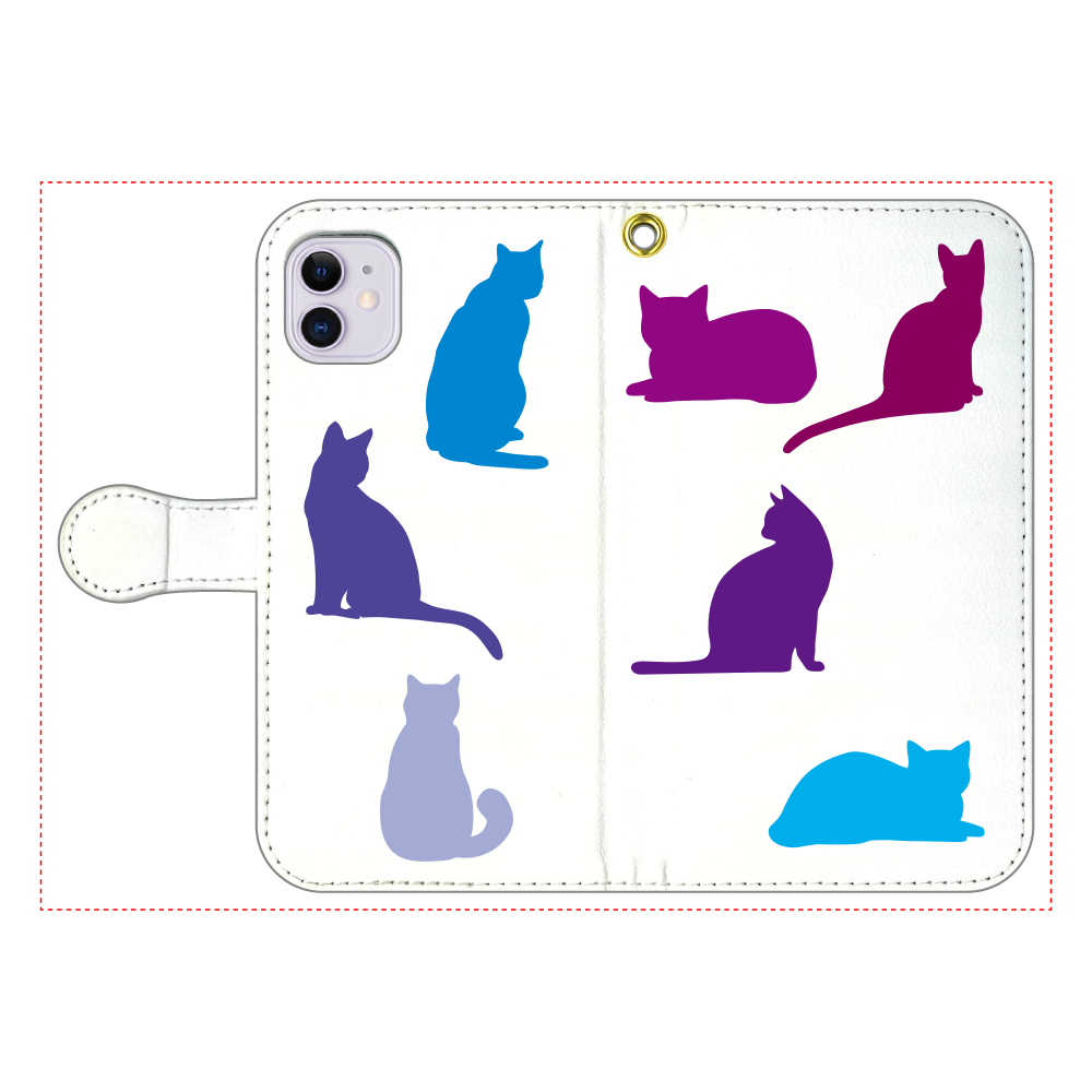 猫たちの手帳型ベルト付きiPhone11 iPhone11 手帳型スマホケース