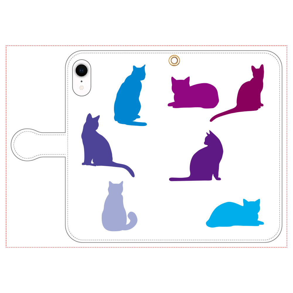 猫たちの手帳型ベルト付きiPhone XR