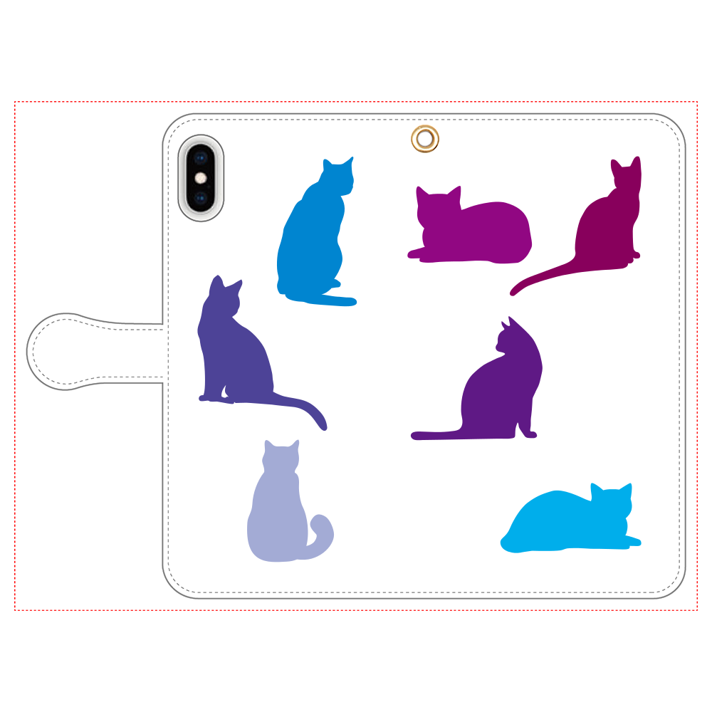 猫たちの手帳型ベルト付きiPhone Xs MAX