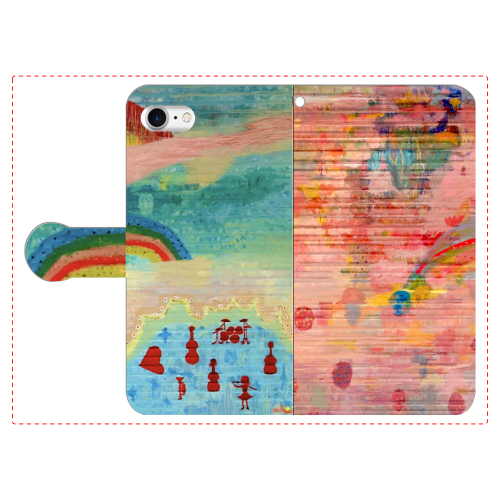 シャッターペイント『虹』 iPhoneSE2/SE3 手帳型スマホケース　