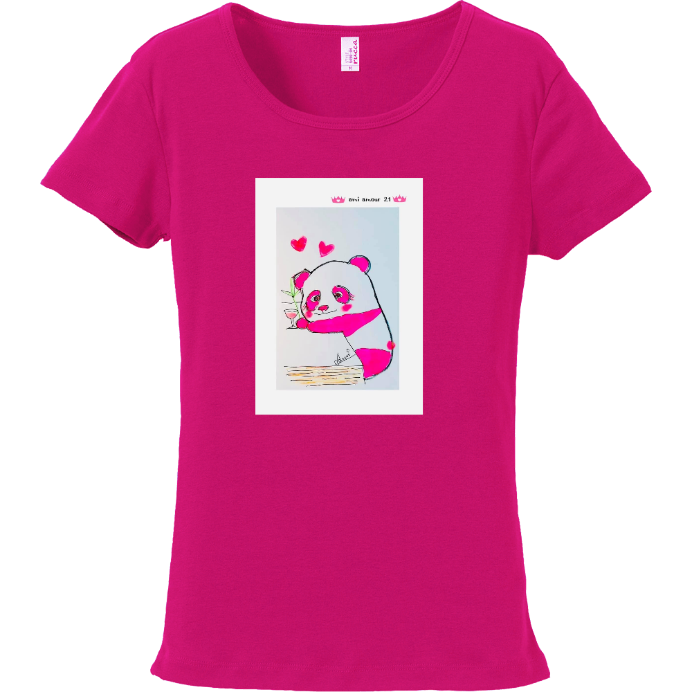 ピンクパンダ「酔っパンダ」TシャツフライスTシャツ1