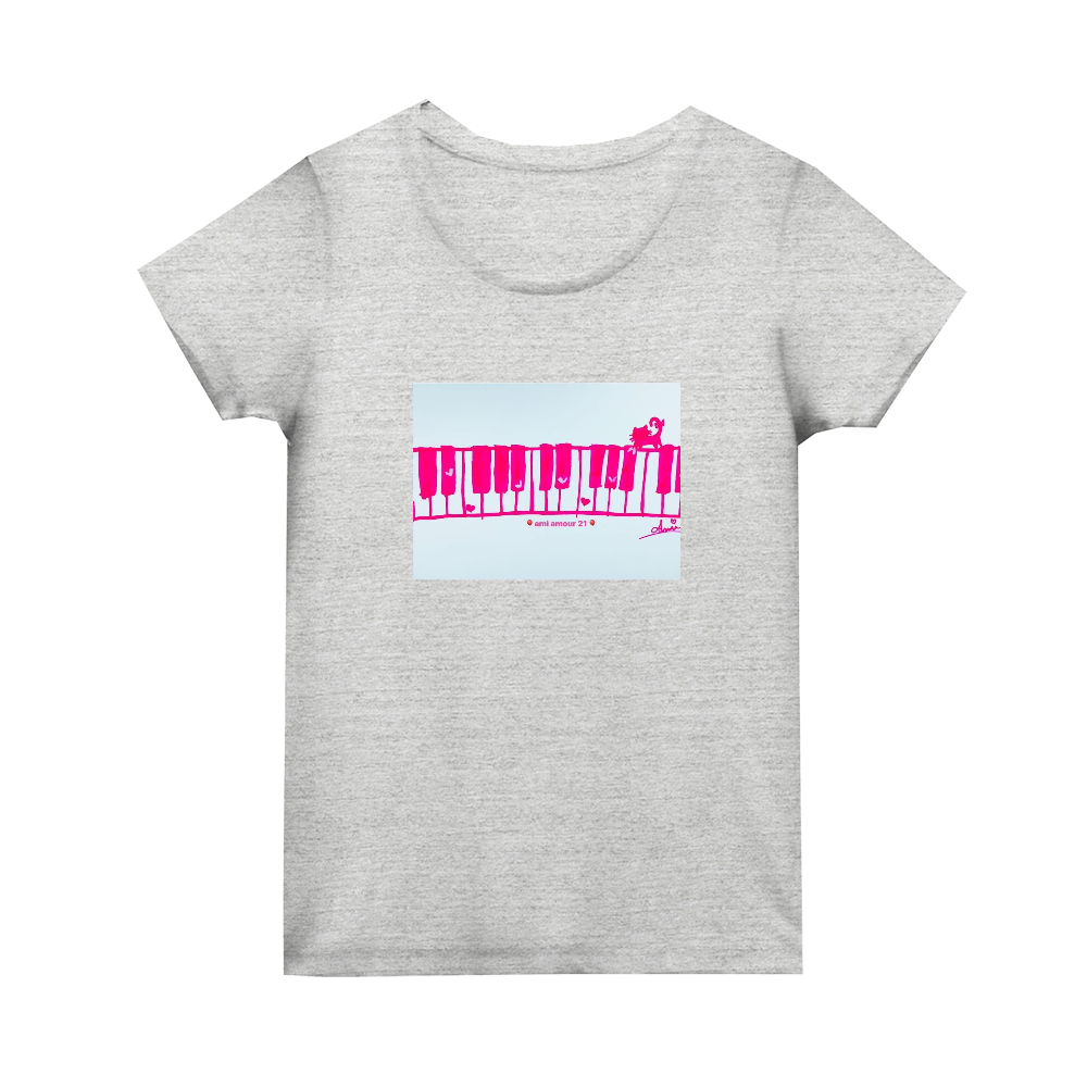 「ピンクネコ」レディースTシャツトライブレンド ウィメンズ Tシャツ1