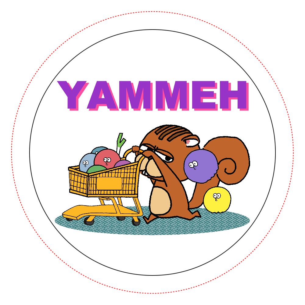 YAMMEHマーケット オリジナル缶バッジ白背景（56mm）