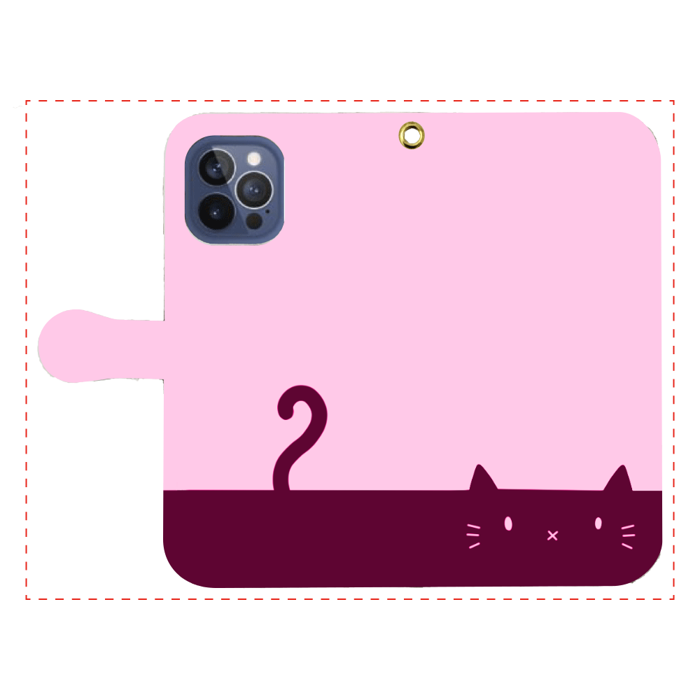 ネコカバー(ピンク) iPhone12pro max 手帳型スマホケース