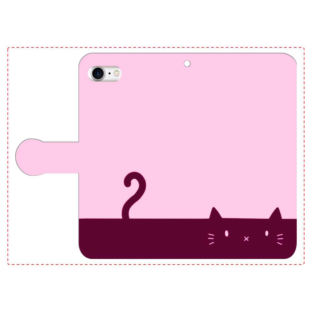 ネコカバー(ピンク) iPhoneSE2/SE3 手帳型スマホケース　