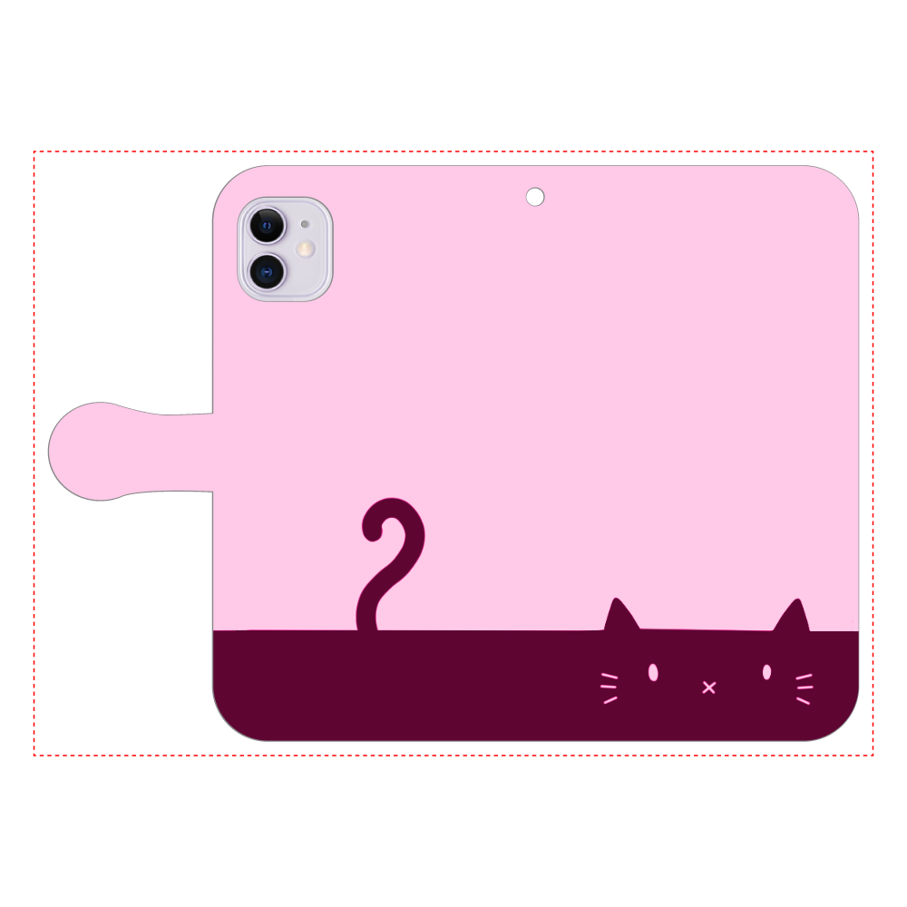 ネコカバー(ピンク) iPhone11 手帳型スマホケース