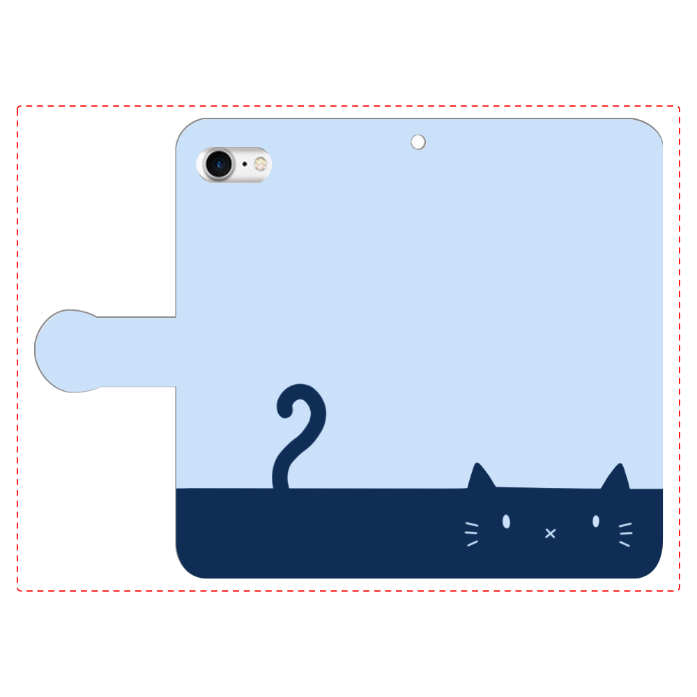 ネコカバー(ブルー) iPhoneSE2/SE3 手帳型スマホケース　