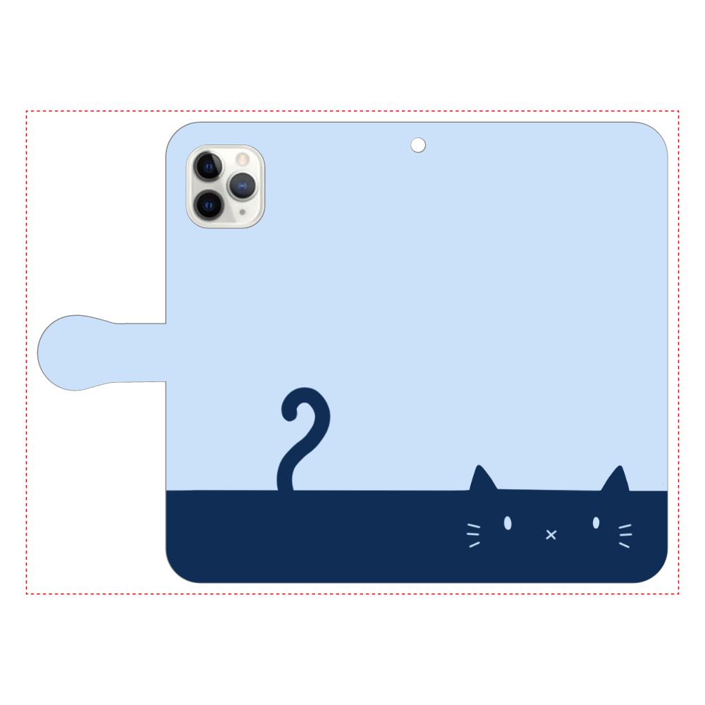 ネコカバー(ブルー) iPhone11 Pro MAX 手帳型スマホケース