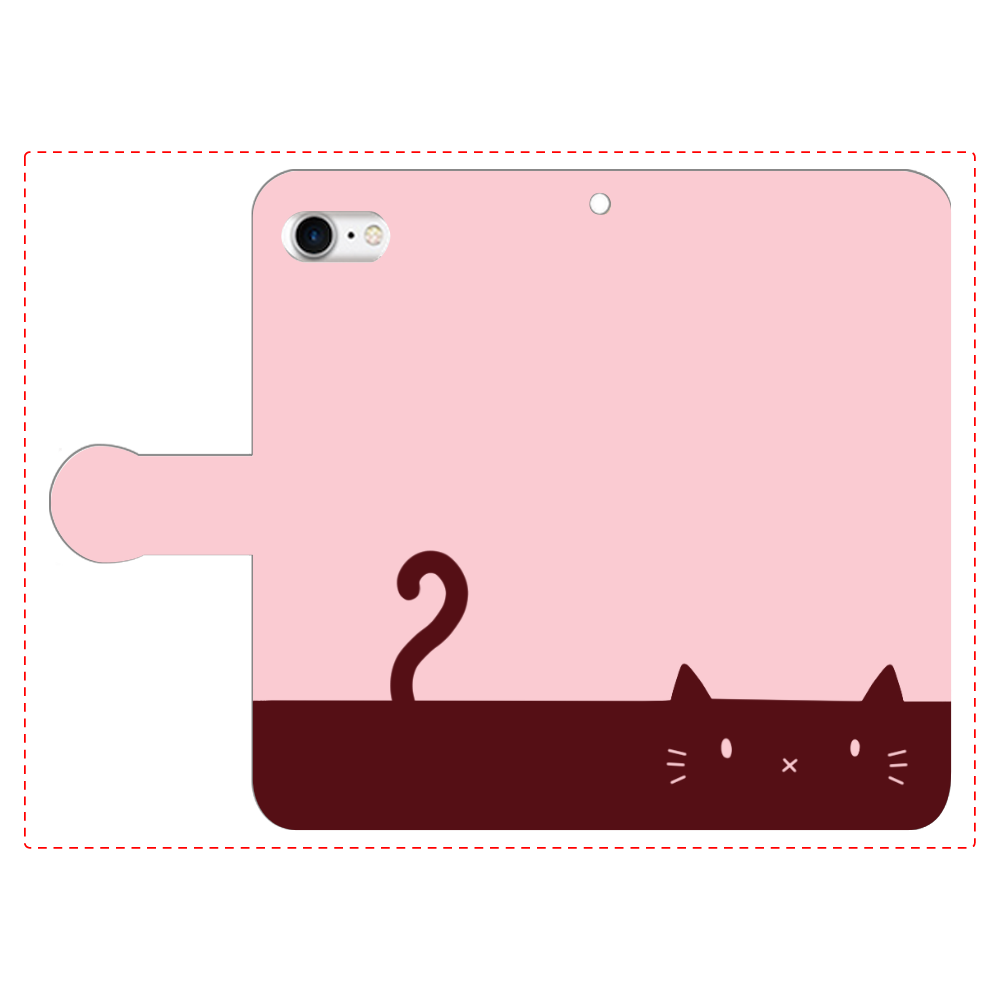 ネコカバー(ローズ) iPhoneSE2/SE3 手帳型スマホケース　