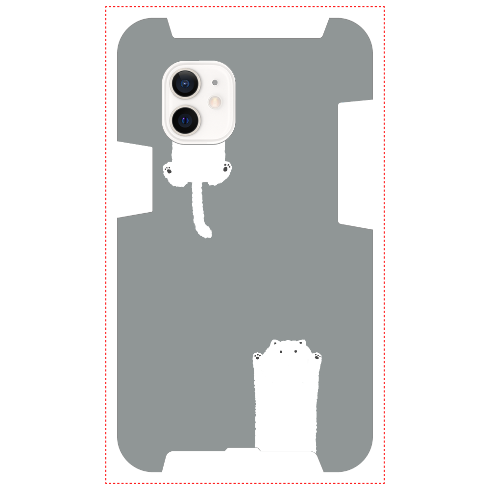のびるねこ(白猫グレー) iPhoneケースiPhone12 mini1