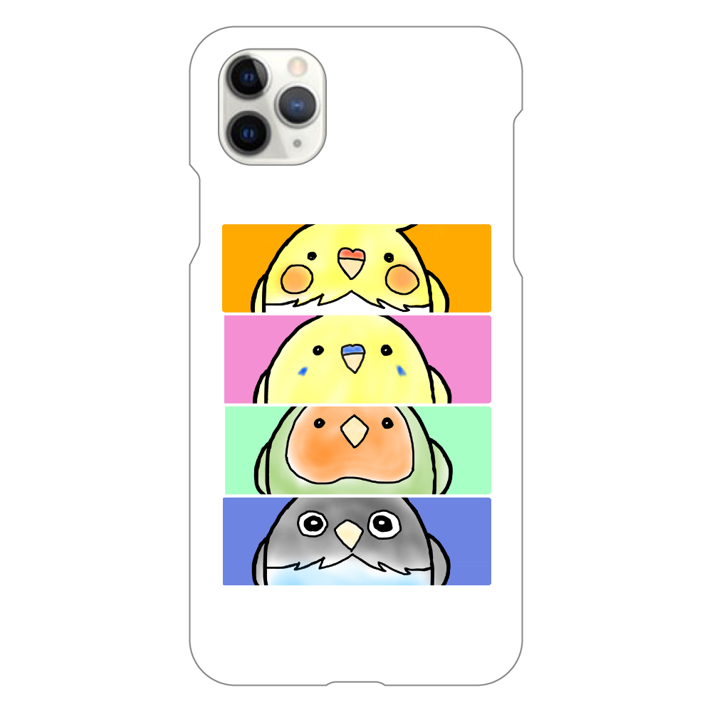 インコ ボタン オカメ コザクラ隊 iPhone11 ProMax（白）