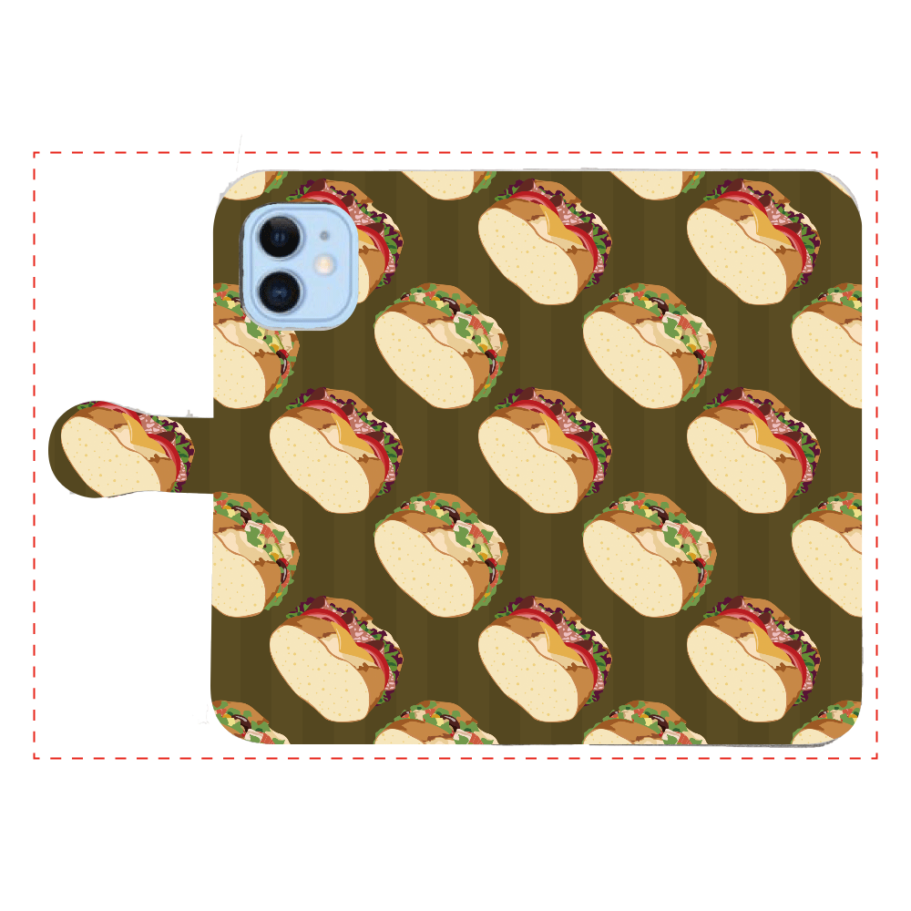 サンドイッチのスマホケース iPhone12/12pro 手帳型スマホケース