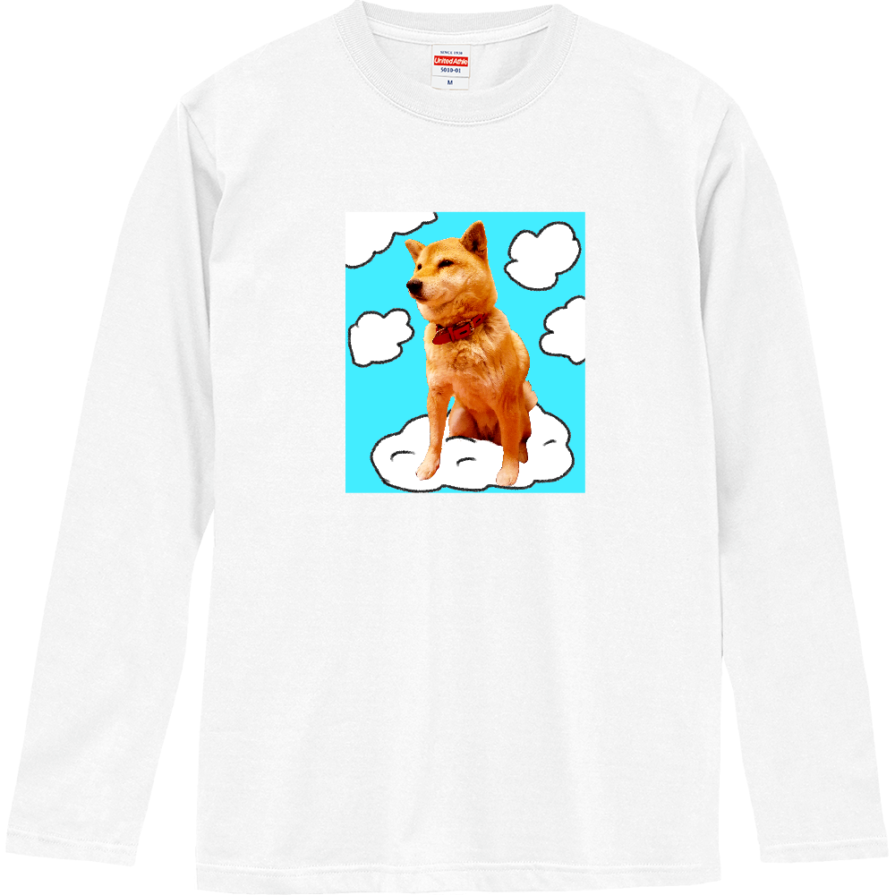 雲に乗ってる柴犬 ロングスリーブTシャツ