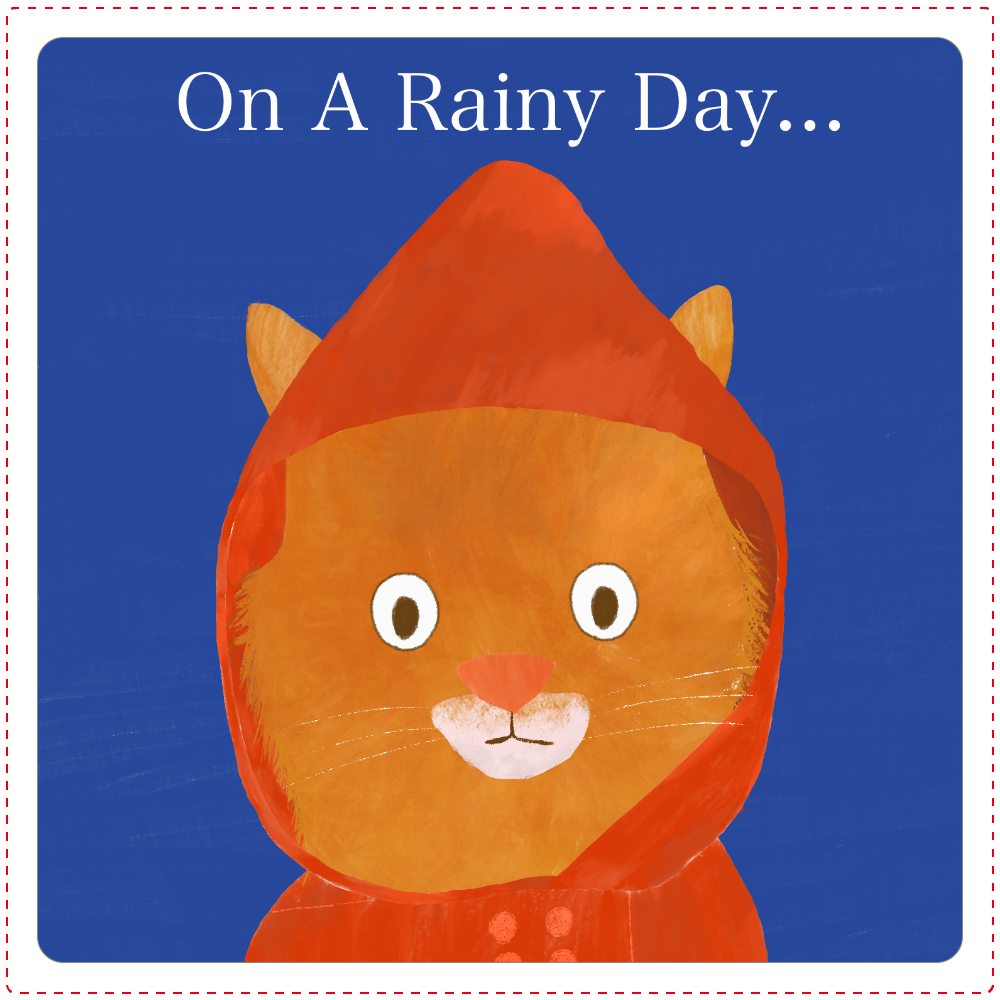 雨の日の猫コースター白雲石コースター　四角1