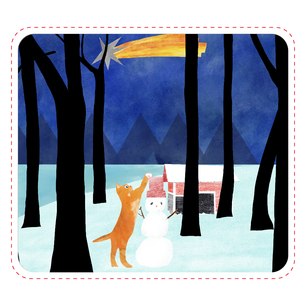猫と雪　マウスパッド