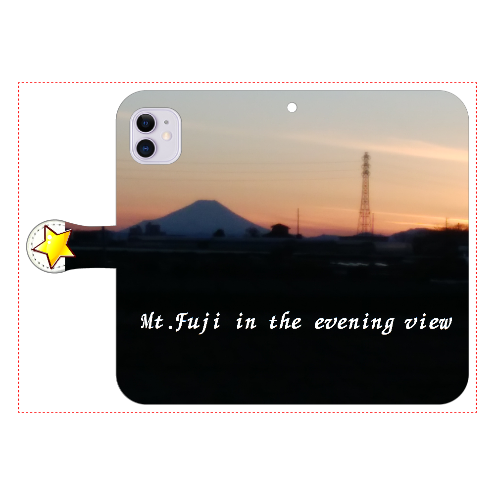 夕景の富士山　iPhone11 手帳型
