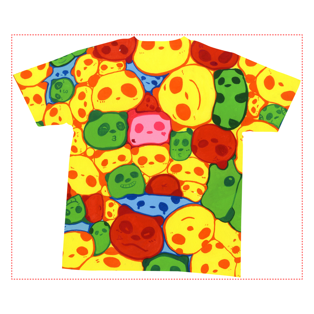 【マーブル・カラー・パンダ】の全面インクジェットTシャツ(Sサイズ)全面インクジェットTシャツ(S)2