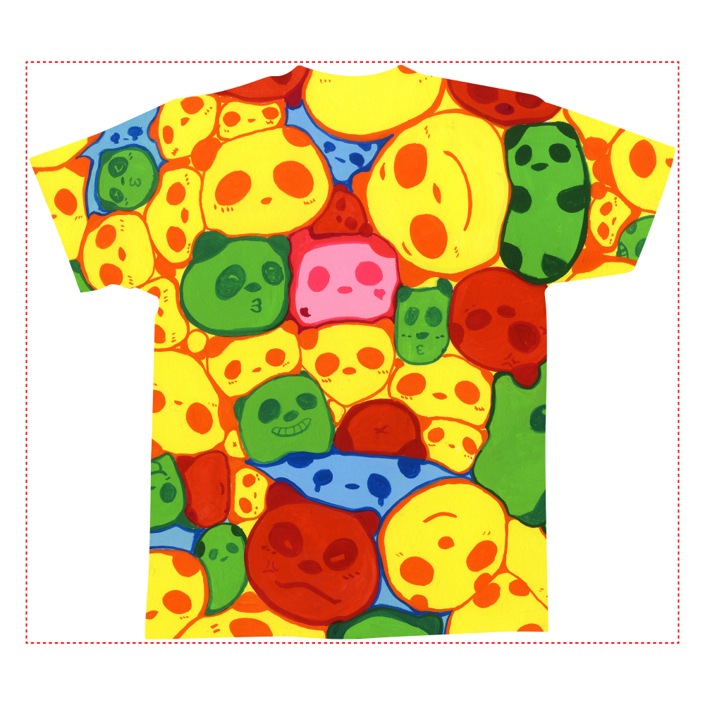 【マーブル・カラー・パンダ】の全面インクジェットTシャツ(Mサイズ)全面インクジェットTシャツ(M)2