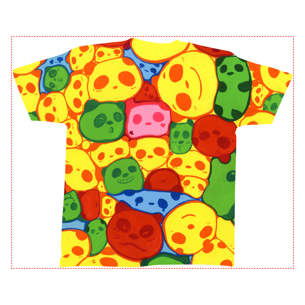 【マーブル・カラー・パンダ】の全面インクジェットTシャツ(Lサイズ)全面インクジェットTシャツ(L)2