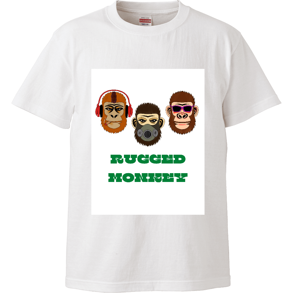RUGGED MONKEY(見ざる聞かざる言わざる)TシャツハイクオリティーTシャツ1