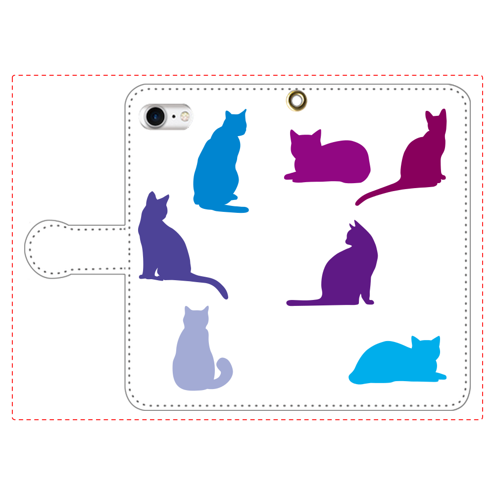 猫たちの手帳型ベルト付きiPhone8
